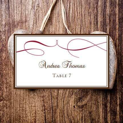 Printable Wedding Place Card It's Love Chocolate Brown Red Flat