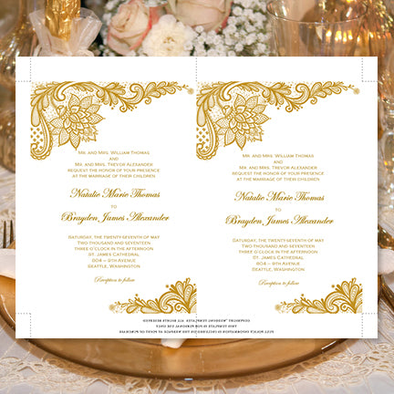 Gold Vintage Lace Wedding Invitations Diy Printable Templates