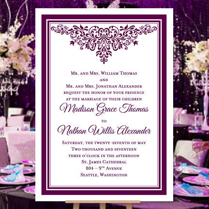 Anna Maria Wedding Invitation Purple 100 Diy Wedding Template Shop