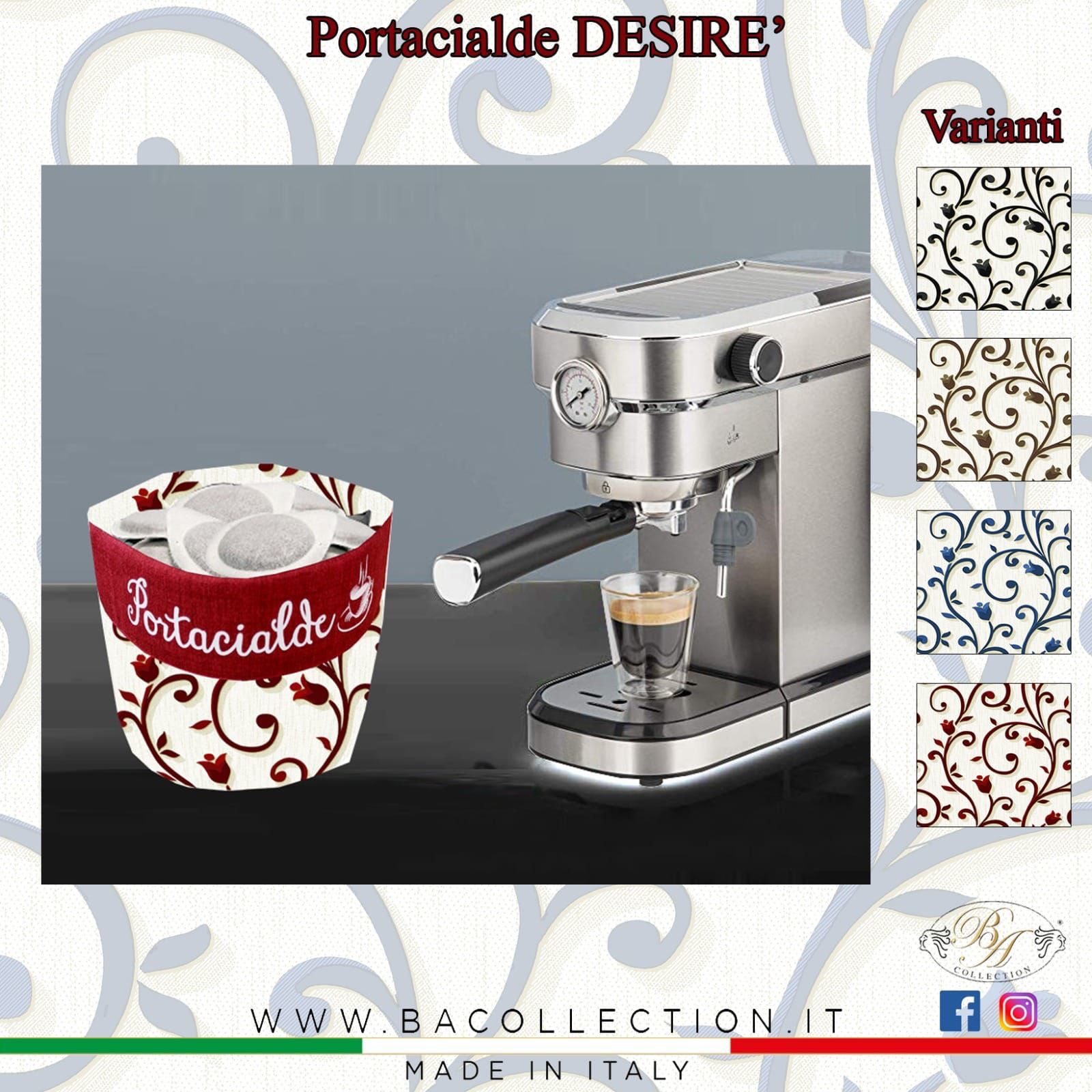 Porta cialde fantasia DESIRE' Vari colori coordinato cucina Made in Italy - BA Collection 1160