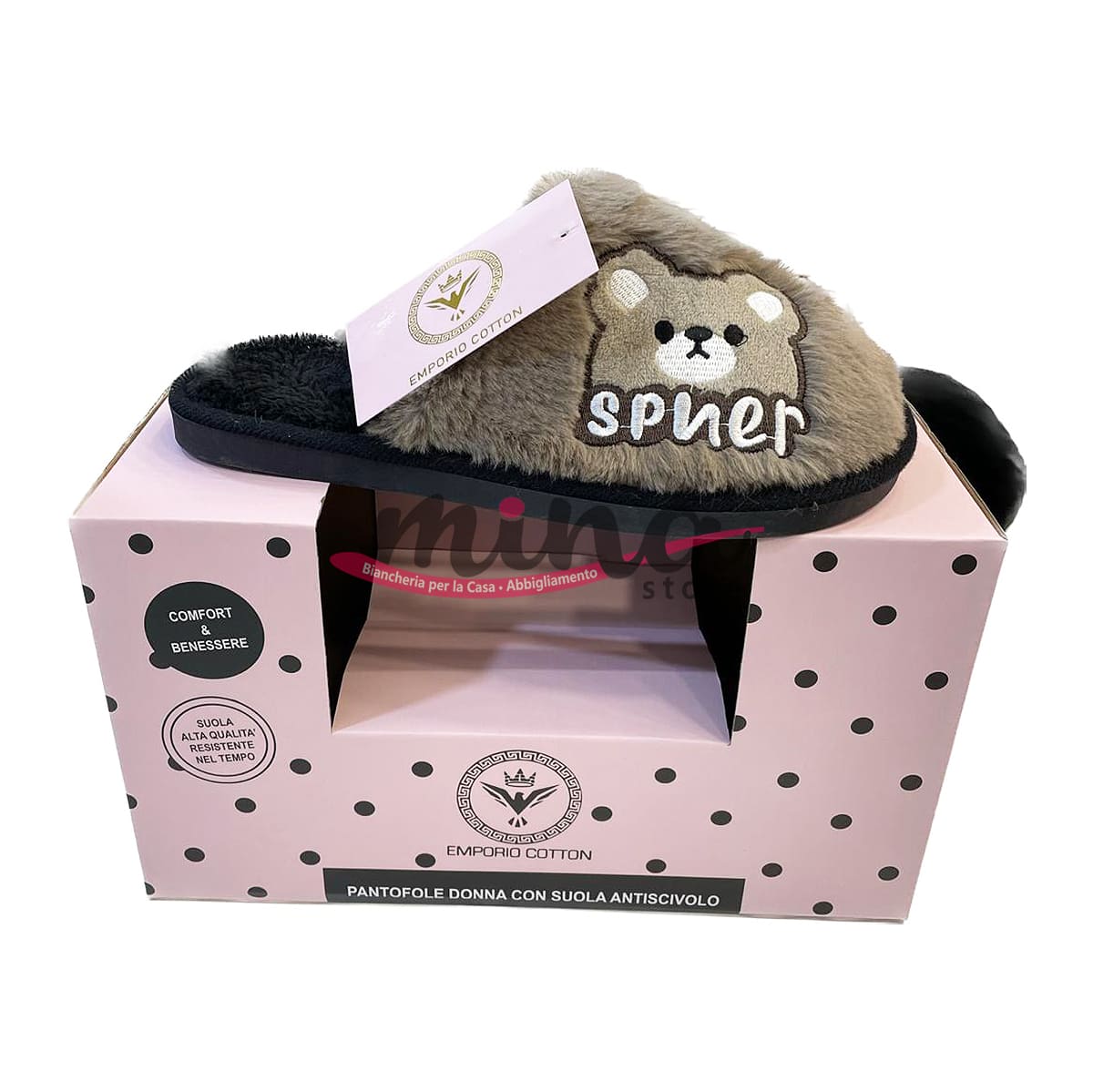 Pantofole , ciabatte Donna EMPORIO COTTON orsetto con suola antiscivolo Comfort e benessere dal 36 al 41