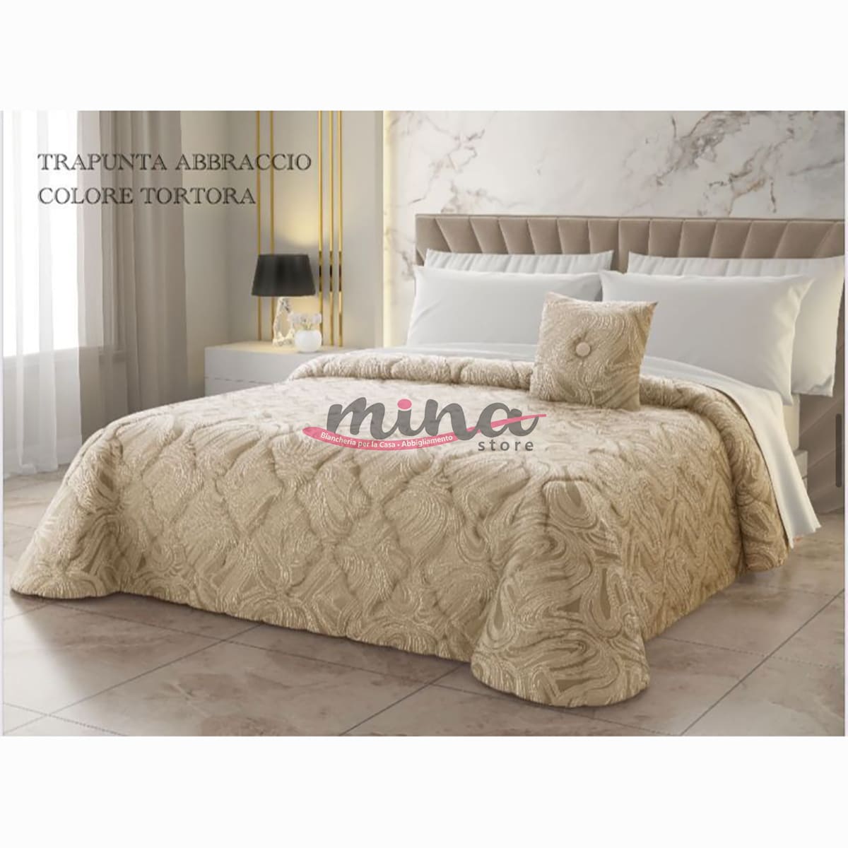 Trapunta invernale Matrimoniale Laura Blasi modello ABBRACCIO BEIGE 100% Made in Italy Qualità Premium 0918