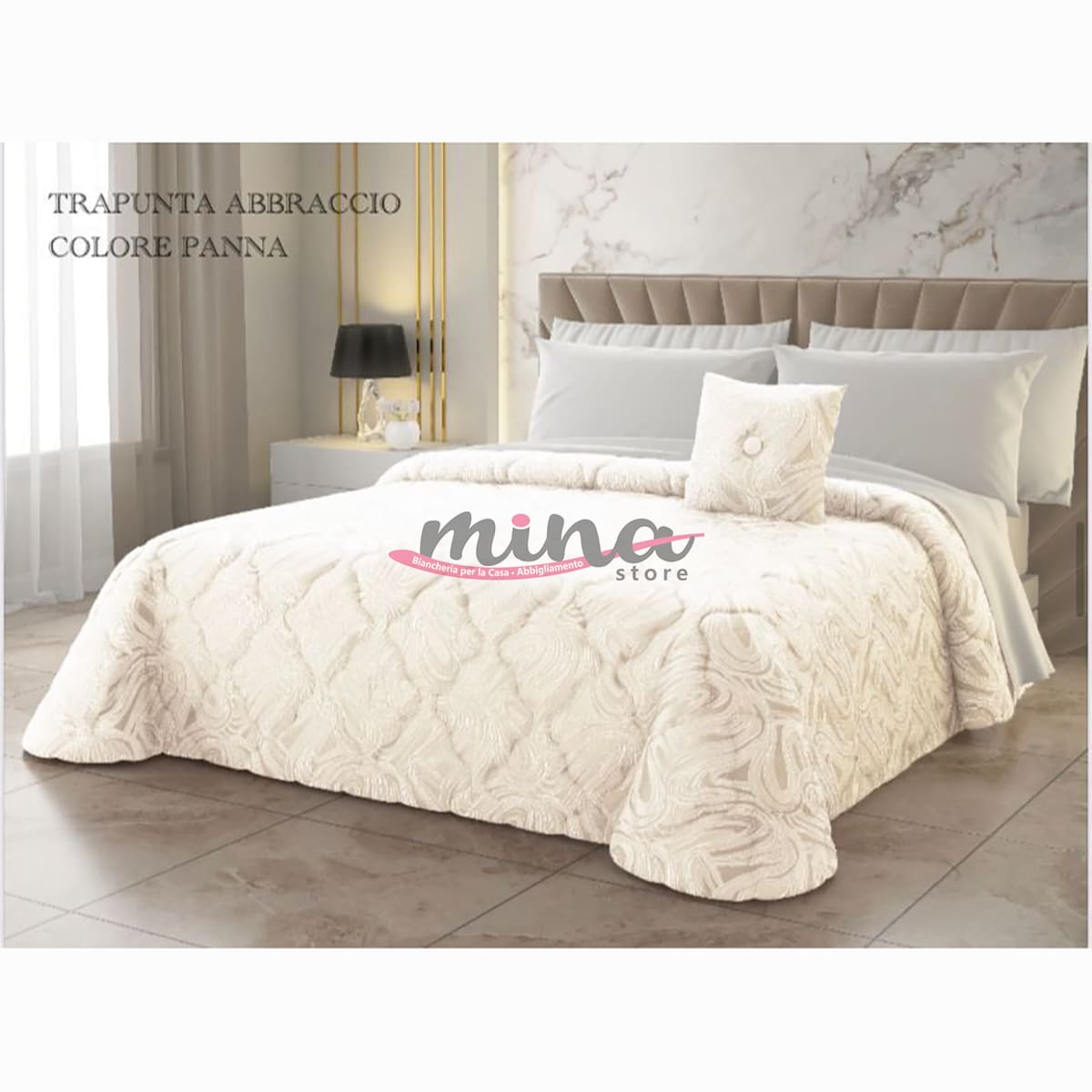 Trapunta invernale Matrimoniale Laura Blasi modello ABBRACCIO PANNA 100% Made in Italy Qualità Premium 0918