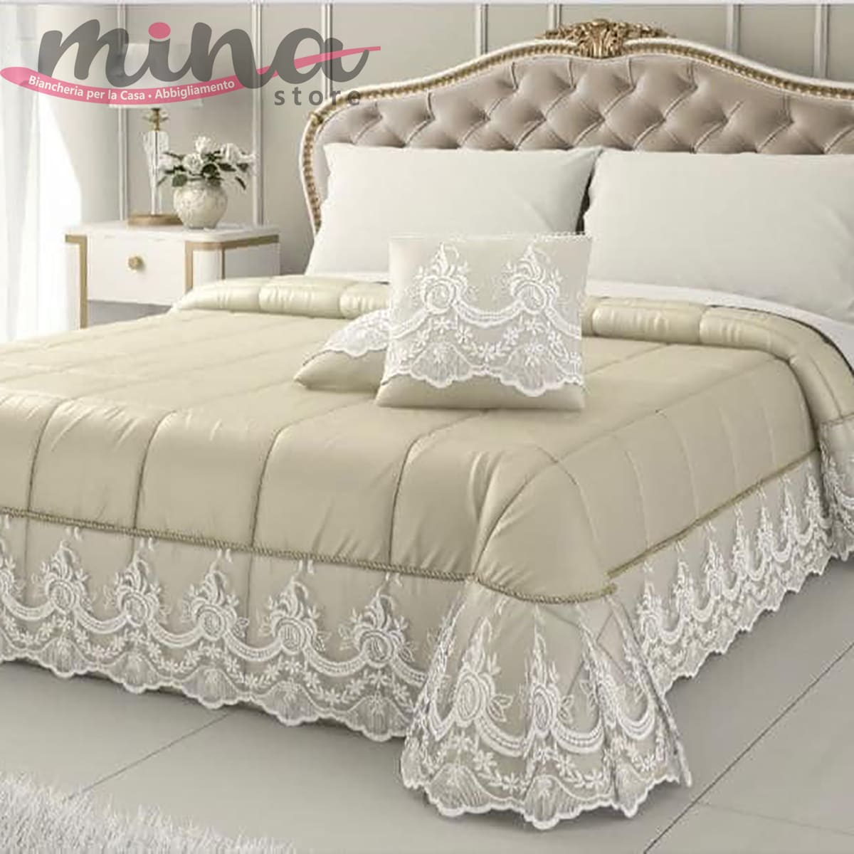 Trapunta invernale Matrimoniale Laura Blasi modello SORAYA BEIGE 100% Made in Italy Qualità Premium 0915