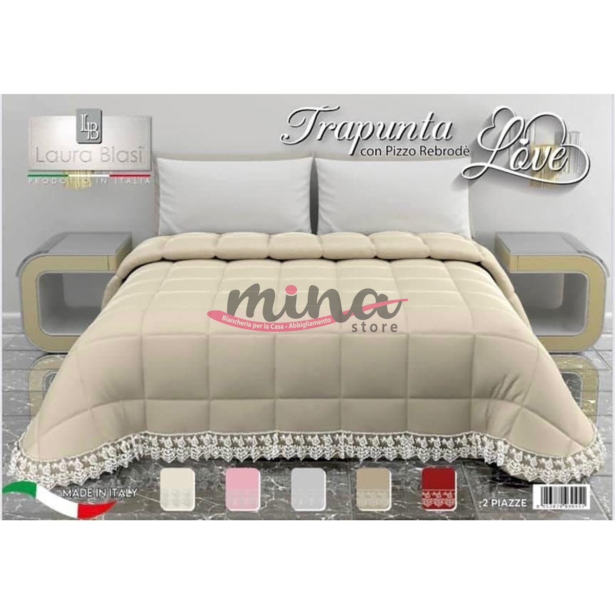 Trapunta invernale Matrimoniale Laura Blasi modello LOVE BEIGE 100% Made in Italy Qualità Premium 0917