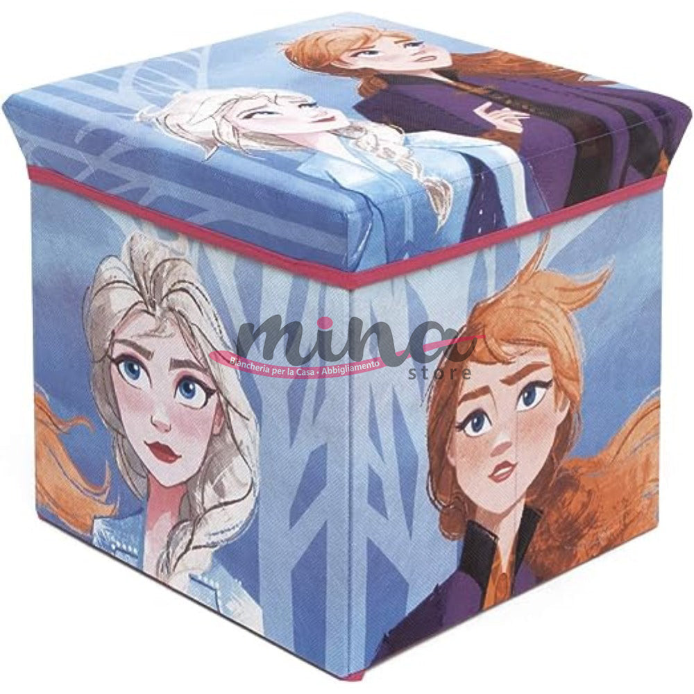 Pouf contenitore Vari personaggi Disney o Marvel, FROZEN , in stoffa Contenitore cubo salvaspazio 30cmx30cmx30cm 0921