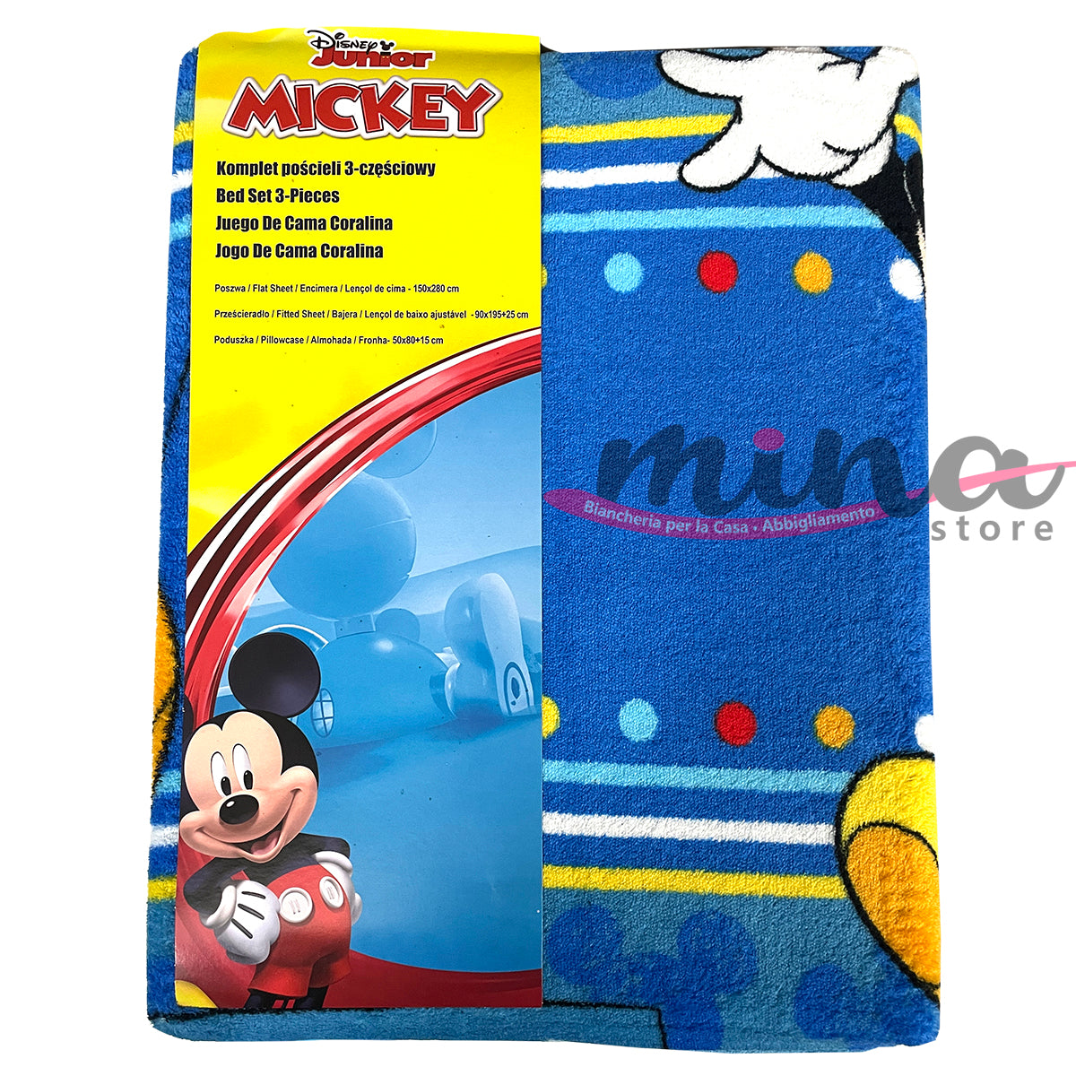 Set Completo Letto Singolo in Pile, Disney MICKEY MOUSE Topolino, misure MAXI 0741