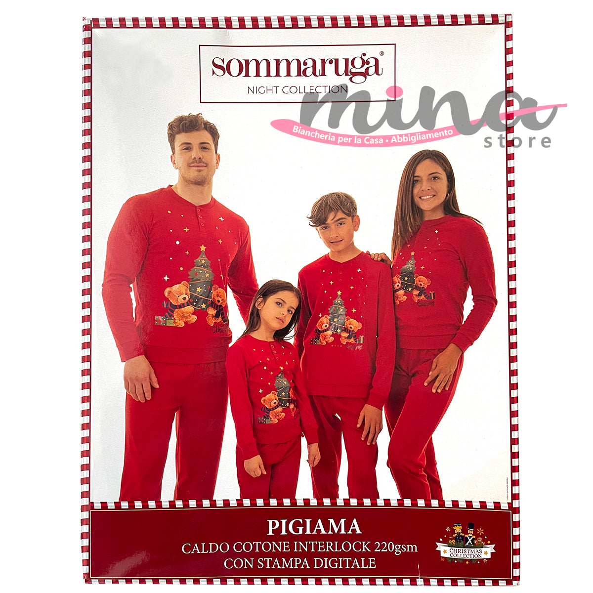 Pigiama FAMILY Natalizio mod. Albero e orsetti - Sommaruga Caldo Cotone Interlock IRGE Donna Natalizio 100% Made in Italy, natale 1006