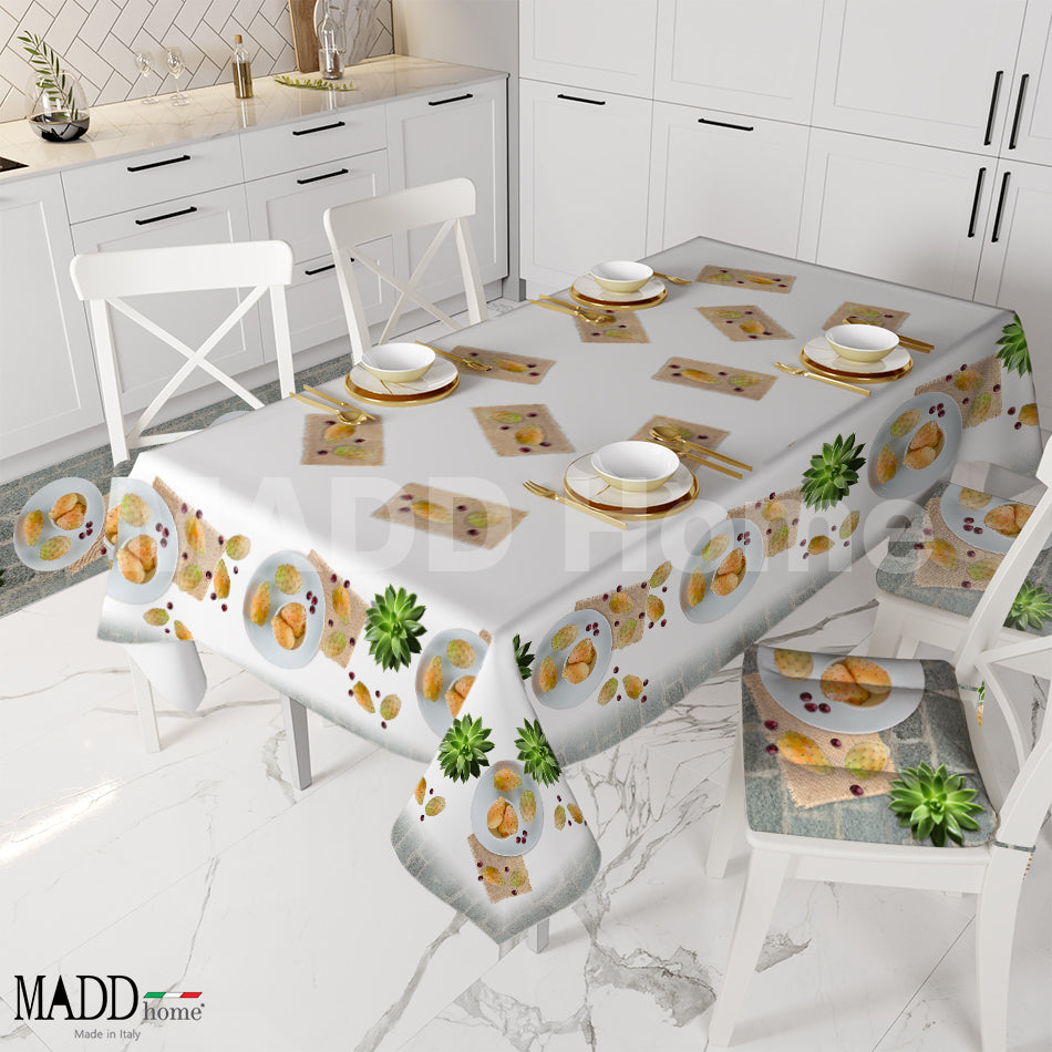 Tovaglia per Tavola disegni esclusivi MADD Home Primavera Estate coordinato cucina fantasia FICHI D'INDIA- Made in Italy 0053/0052
