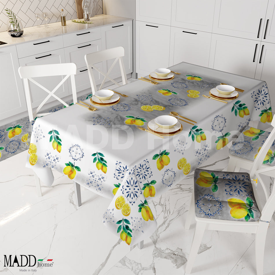 Tovaglia per Tavola disegni esclusivi MADD Home Primavera Estate coordinato cucina fantasia LIMONI - Made in Italy 0093/0092