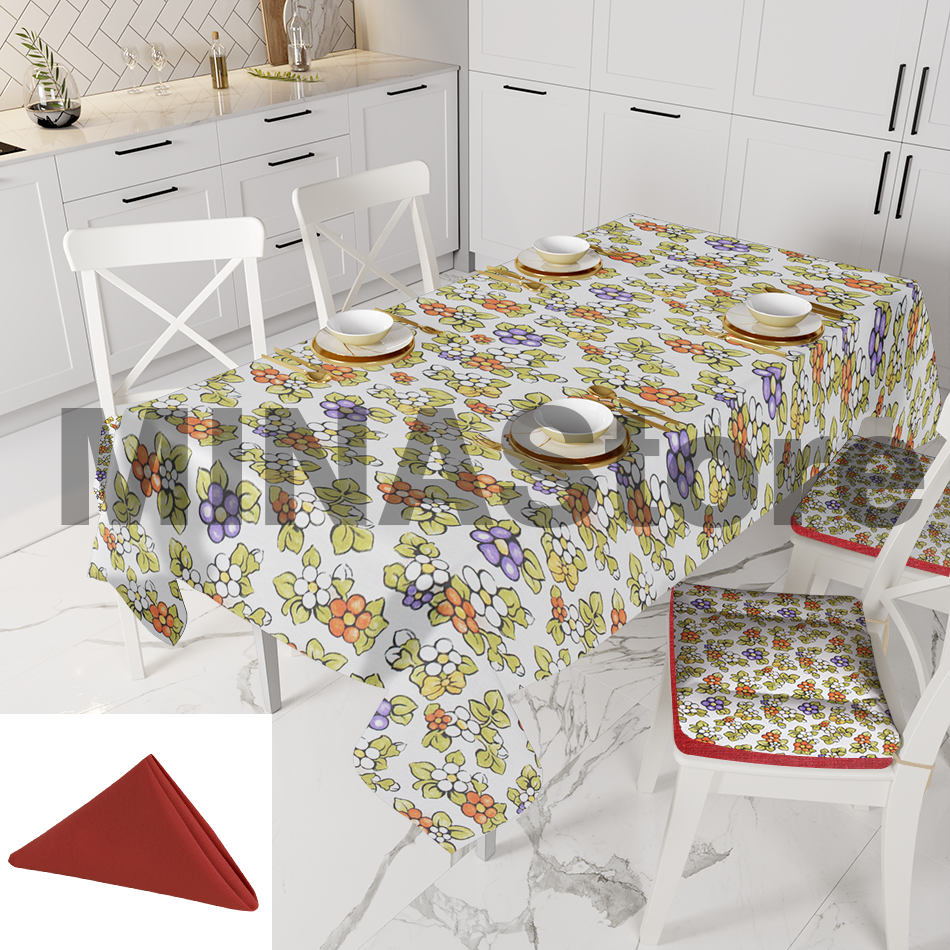 COPRITAVOLO Moderno fantasia FLORAL Made in Italy vari colori completo cucina coordinato Made in Italy