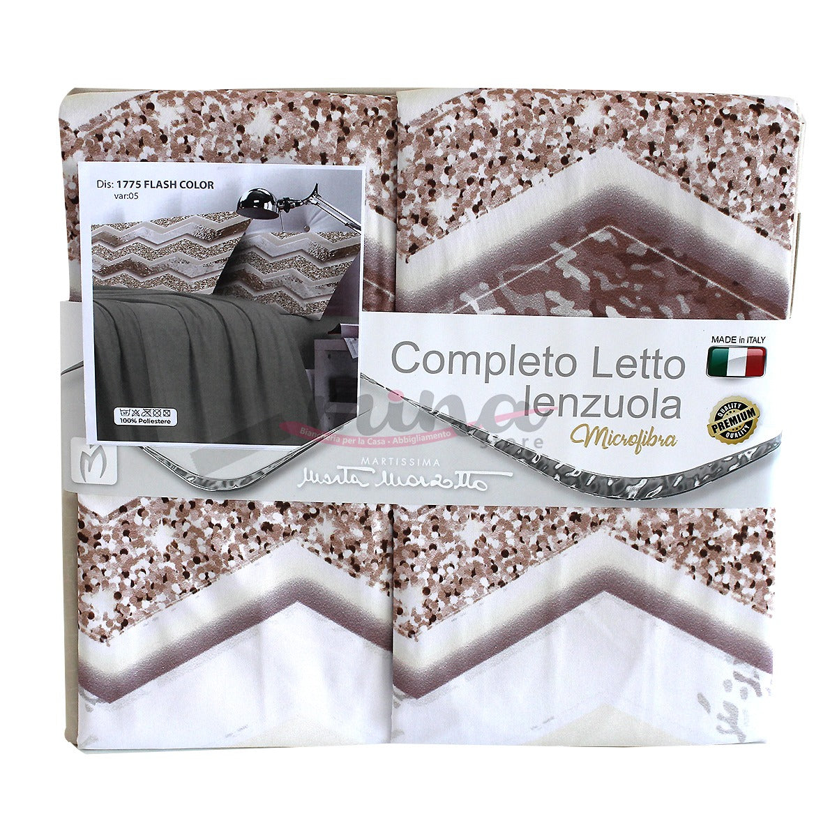 Completo Letto Matrimoniale stampa digitale 3D Marta Marzotto FLASH COLOR ORO+ 2 federe Made in Italy 0458