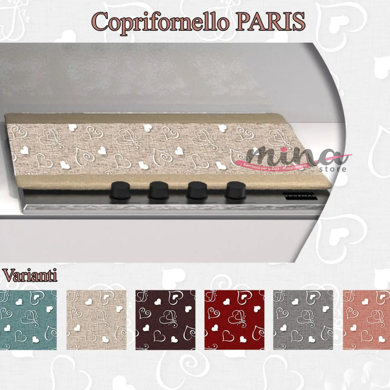 Coprifornelli imbottito fantasia PARIS fornelli cucina 50cm X 80cm Made in Italy 0666