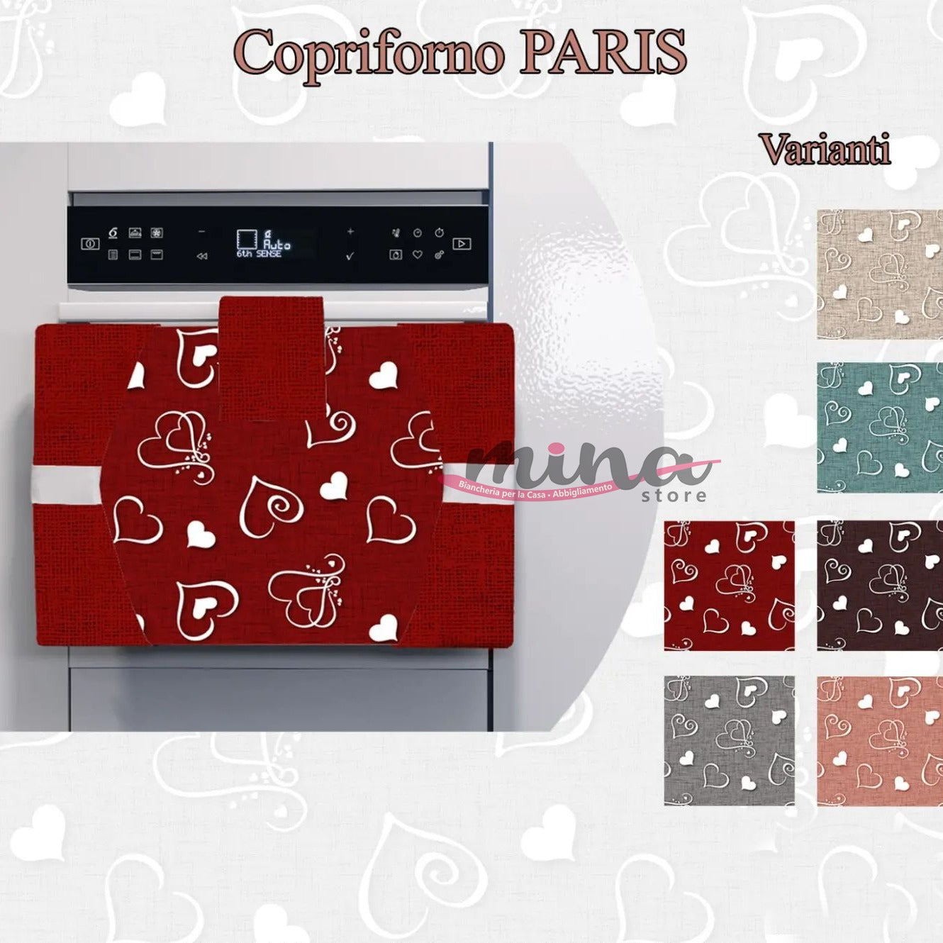 Copriforno imbottito fantasia PARIS cucina copriforno 55cm X 42cm coordinato Made in Italy vari colori 0603