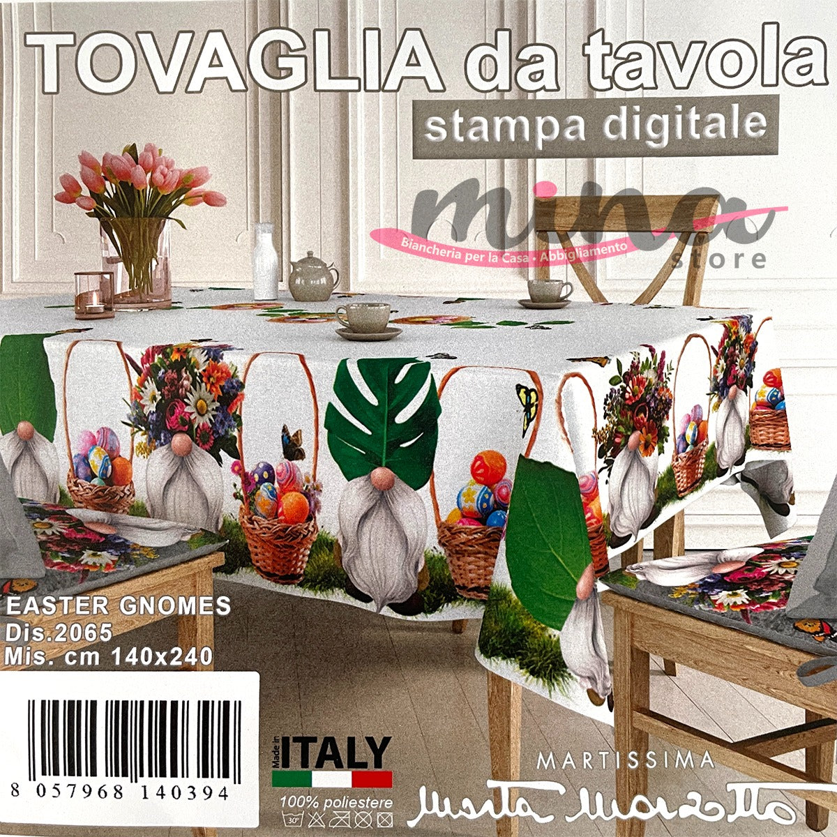 Tovaglia x6 o x12 disegno EASTER GNOMES - Marta Marzotto, Made in Italy , tovaglia, copritavolo
