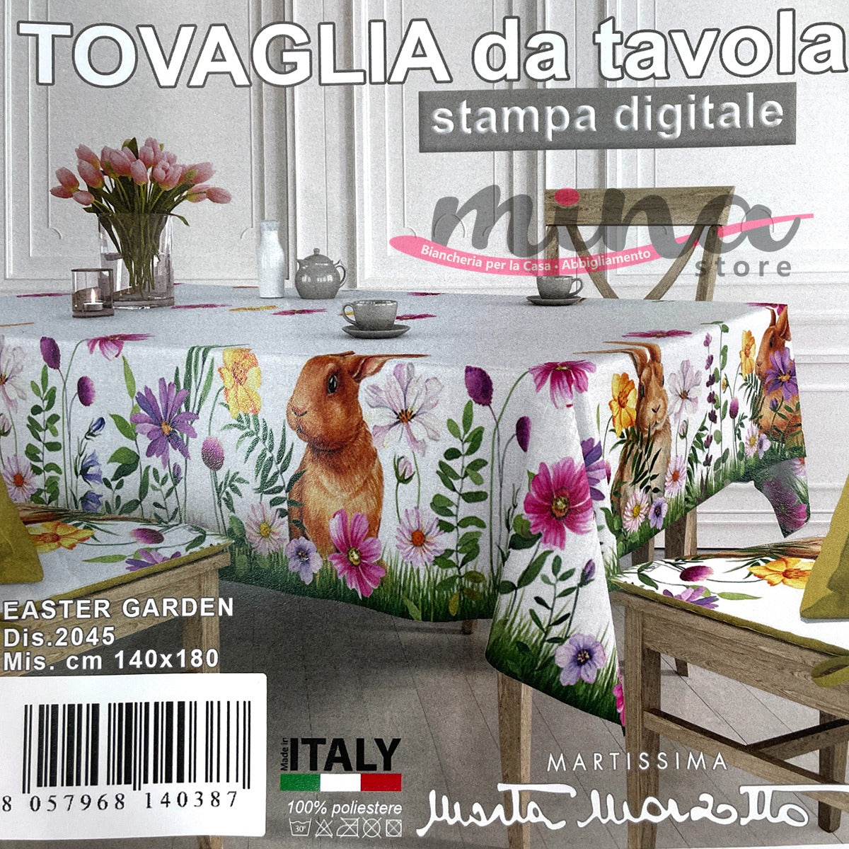 Tovaglia x6  EASTER GARDEN  dis. 2045 - Marta Marzotto, Made in Italy , tovaglia, copritavolo 0585
