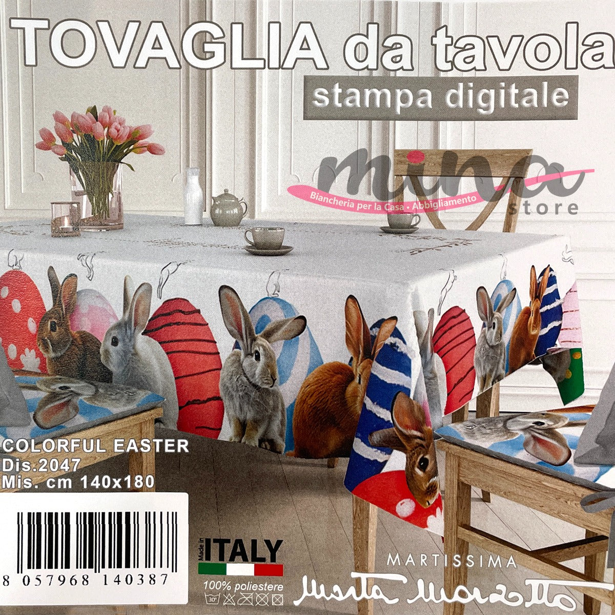 Tovaglia x6 COLORFUL EASTER  dis. 2047 - Marta Marzotto, Made in Italy , tovaglia, copritavolo 0585