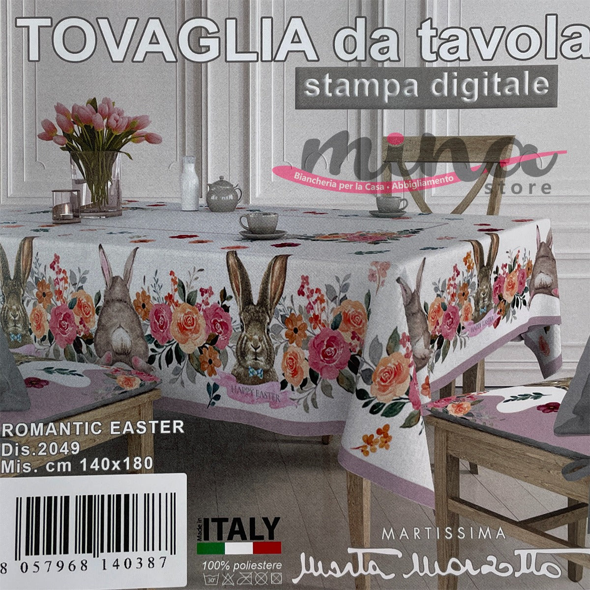 Tovaglia x6  ROMANTIC EASTER dis. 2049 - Marta Marzotto, Made in Italy , tovaglia, copritavolo 0585