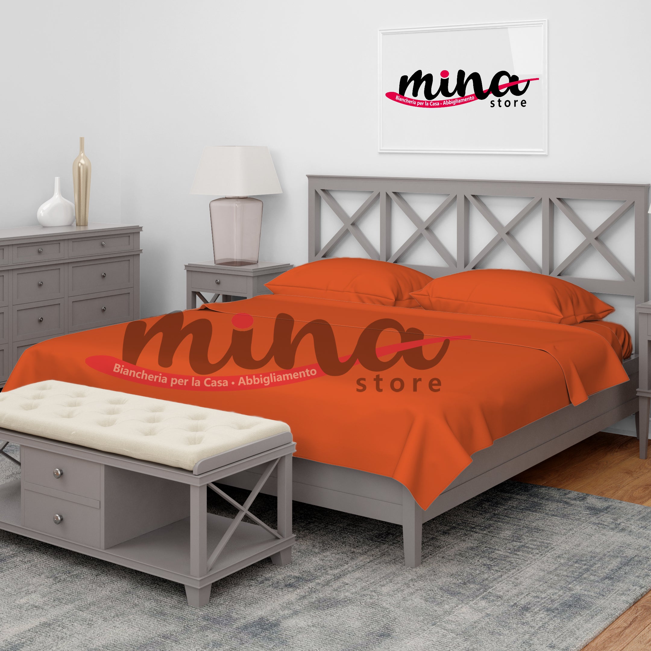 Completo Letto Matrimoniale 100% Cotone MADD home tinta unita lenzuola federe Made in Italy 0100