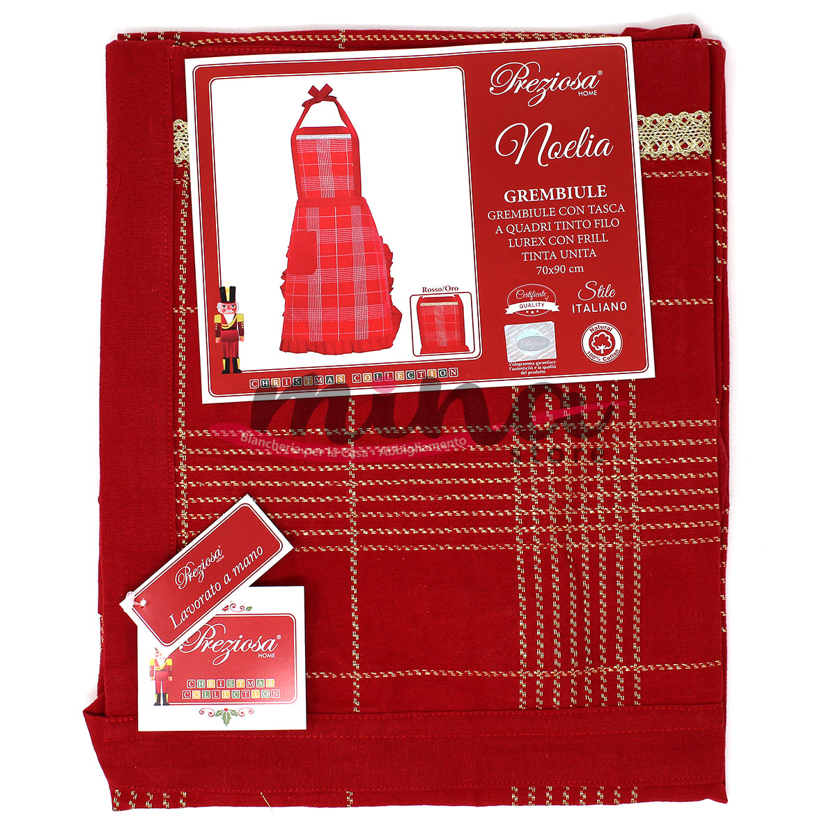 Grembiule con tasca PREZIOSA HOME art. NOELIA 70cm x 90cm natale 2022