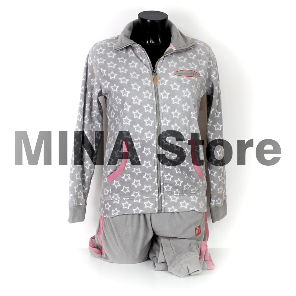 PIGIAMA DONNA ragazza Marta Marzotto pile invernale polsini maniche lunghe con polsini CON ZIP caldo MM398