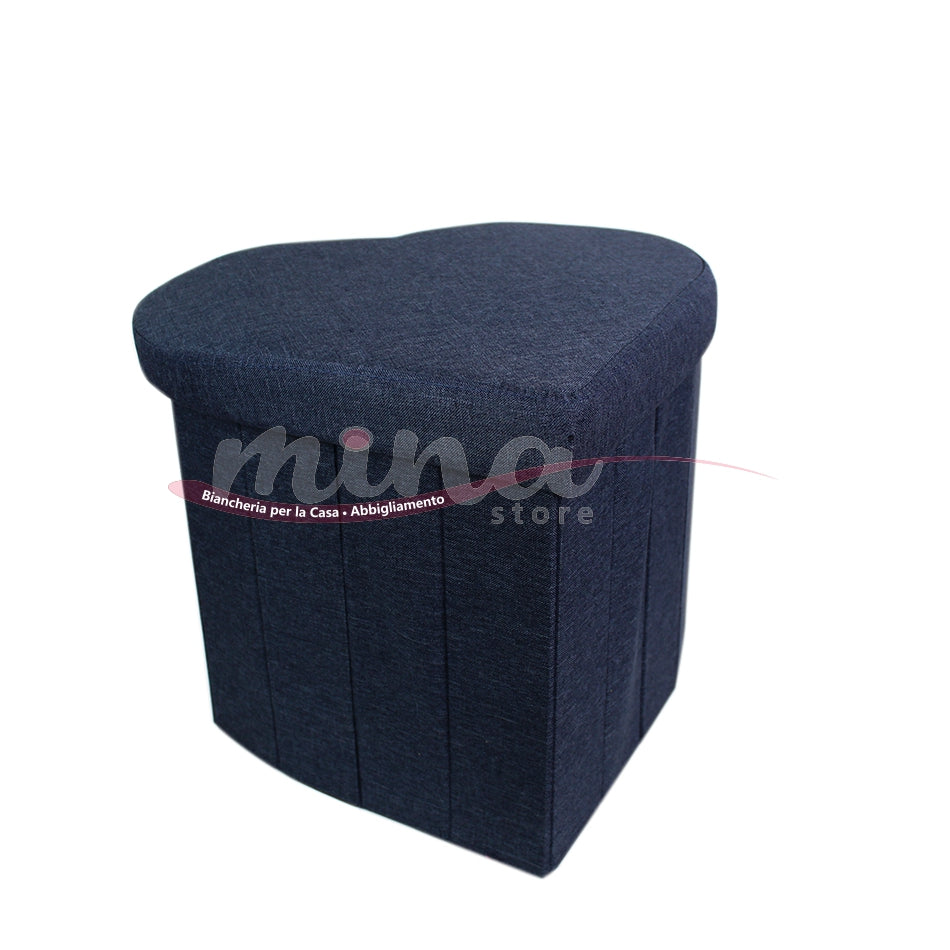 Pouf a Cuore Marta Marzotto in tessuto  Contenitore salvaspazio 40x40x40