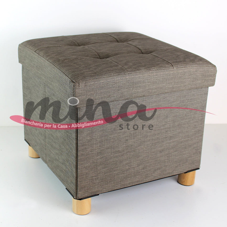 Pouf Poggiapiedi in similpelle e legno Contenitore cubo salvaspazio 40x40x40