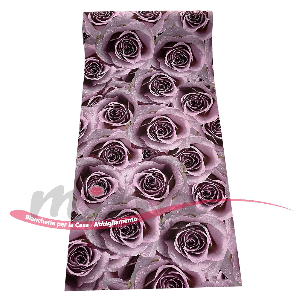 Tappeto Passatoia Rose bagnate Grigio o Rosa - Marta Marzotto 100% Made in Italy Gommato Antiscivolo Antimacchia stampa 3D Varie Fantasie