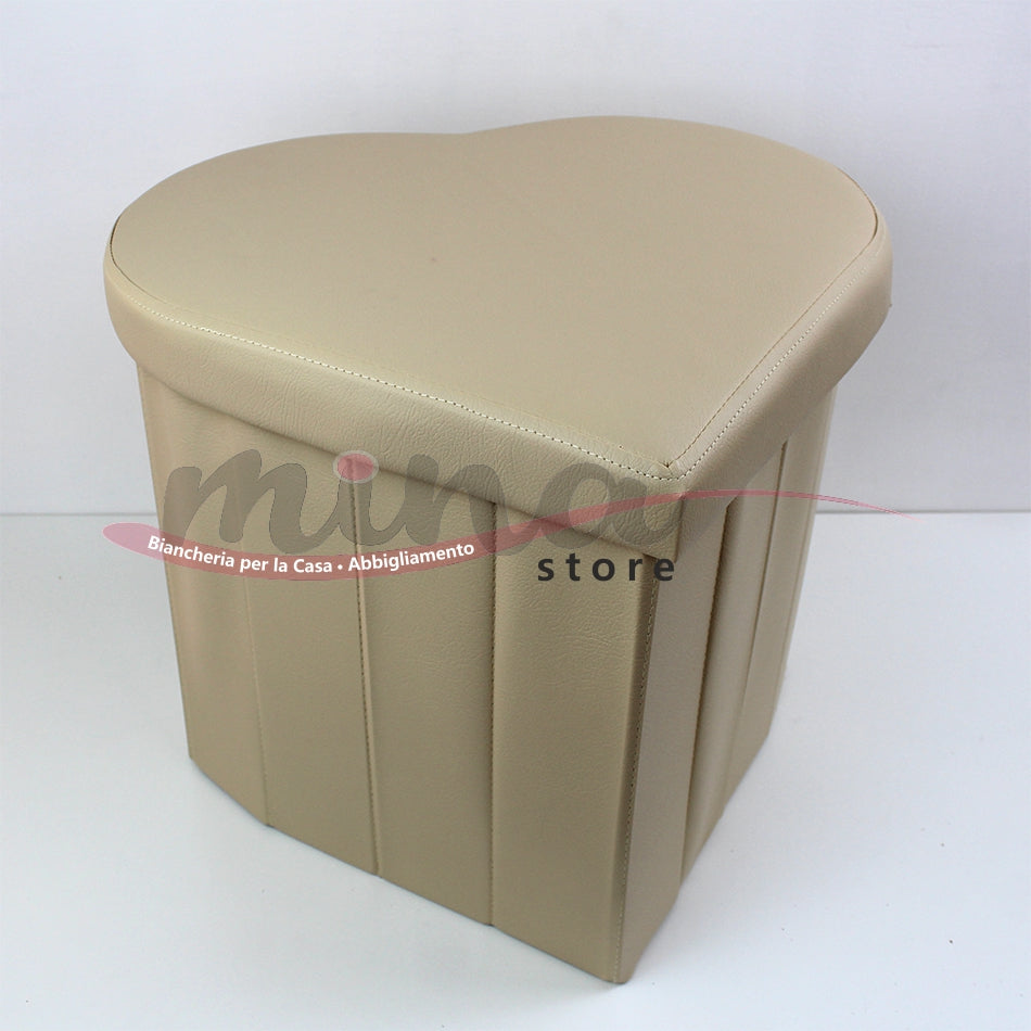 Pouf a Cuore Marta Marzotto in similpelle Contenitore salvaspazio 40x40x40