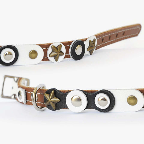 Leather Cat Collar - Black & White Range | at Made Moggie