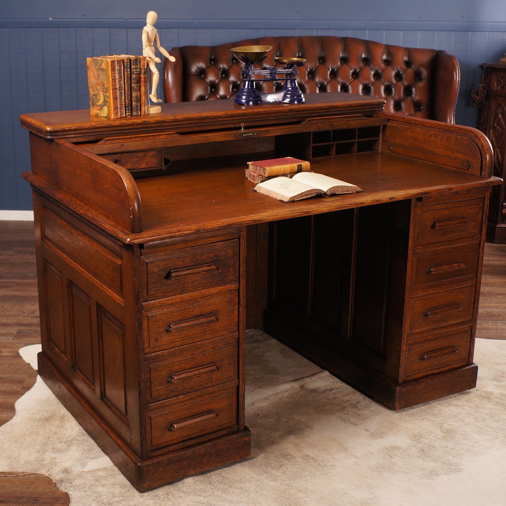 oak computer roll top desk