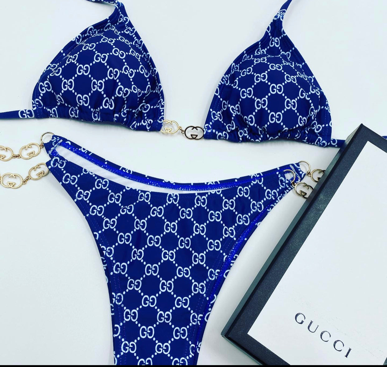 blue gucci swimsuit