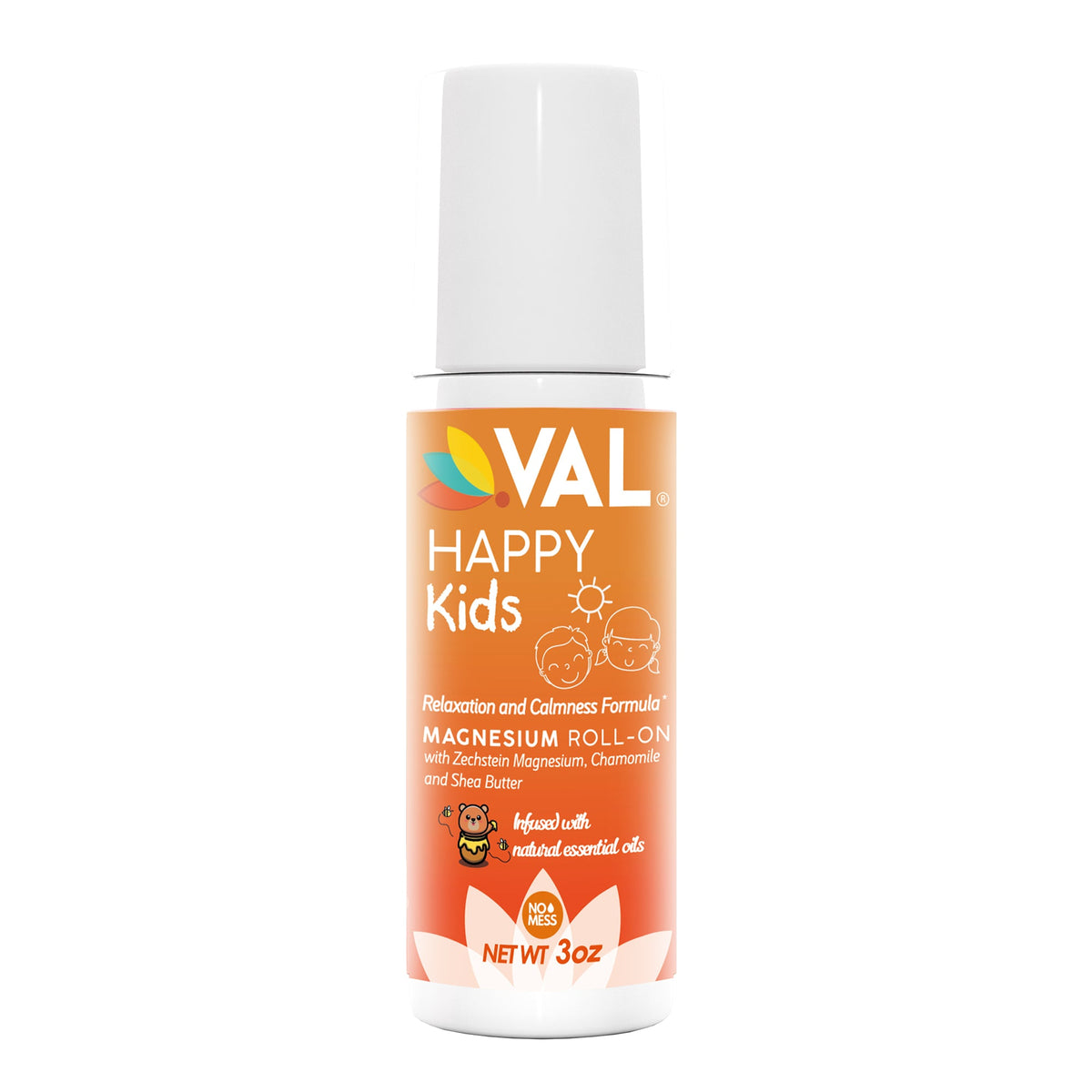 VAL Happy Kids Magnesium Roll-on for Kids - Relaxation and Calmness Formula - 3oz