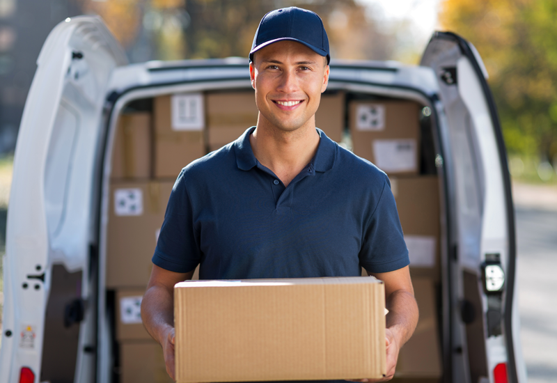 Service/delivery employee wearing a uniform