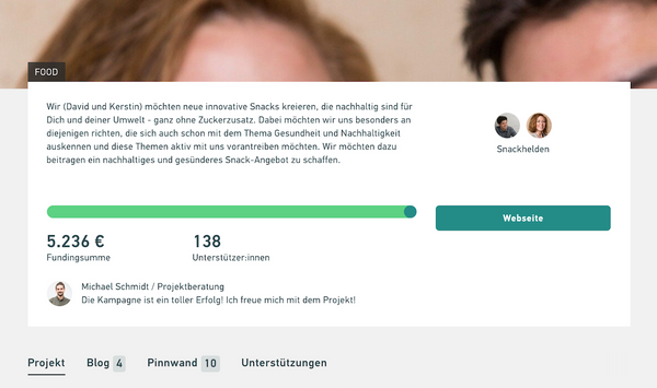 Snackhelden Crowdfunding Kampagne über Startnext