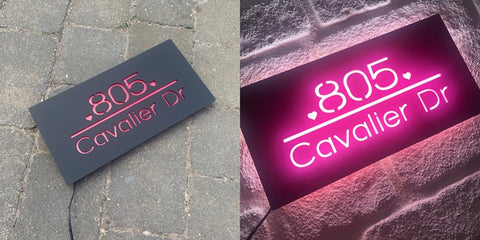 Neon and Black house address sign
