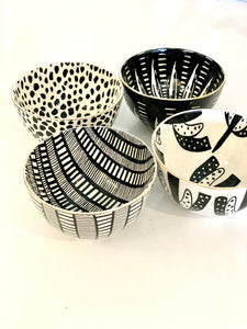 Black White Gold Stoneware Bowls