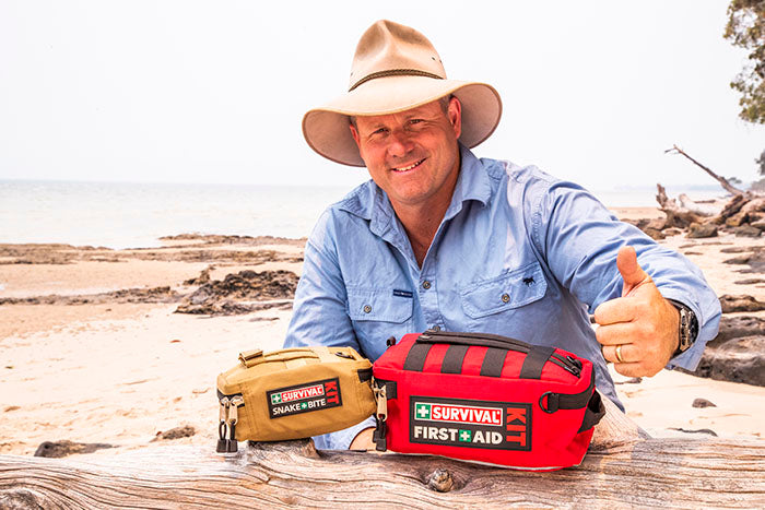 Pat Callinan with his SURVIVAL First Aid KITs