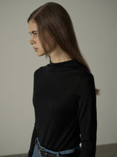 Load image into Gallery viewer, Mock Neck Tencel-Wool Blend Top - Black
