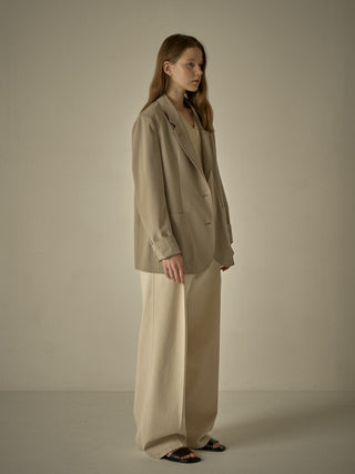 Summer-Wool Relaxed Jacket - Olive Beige