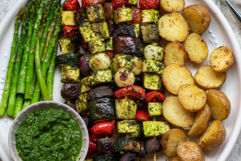 BBQ Vegetables with Green Goddess Herb Sauce