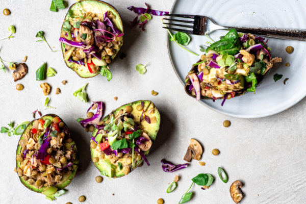 Rawcology Inc | Cinco de Mayo Lentil Salad Avocado Boats