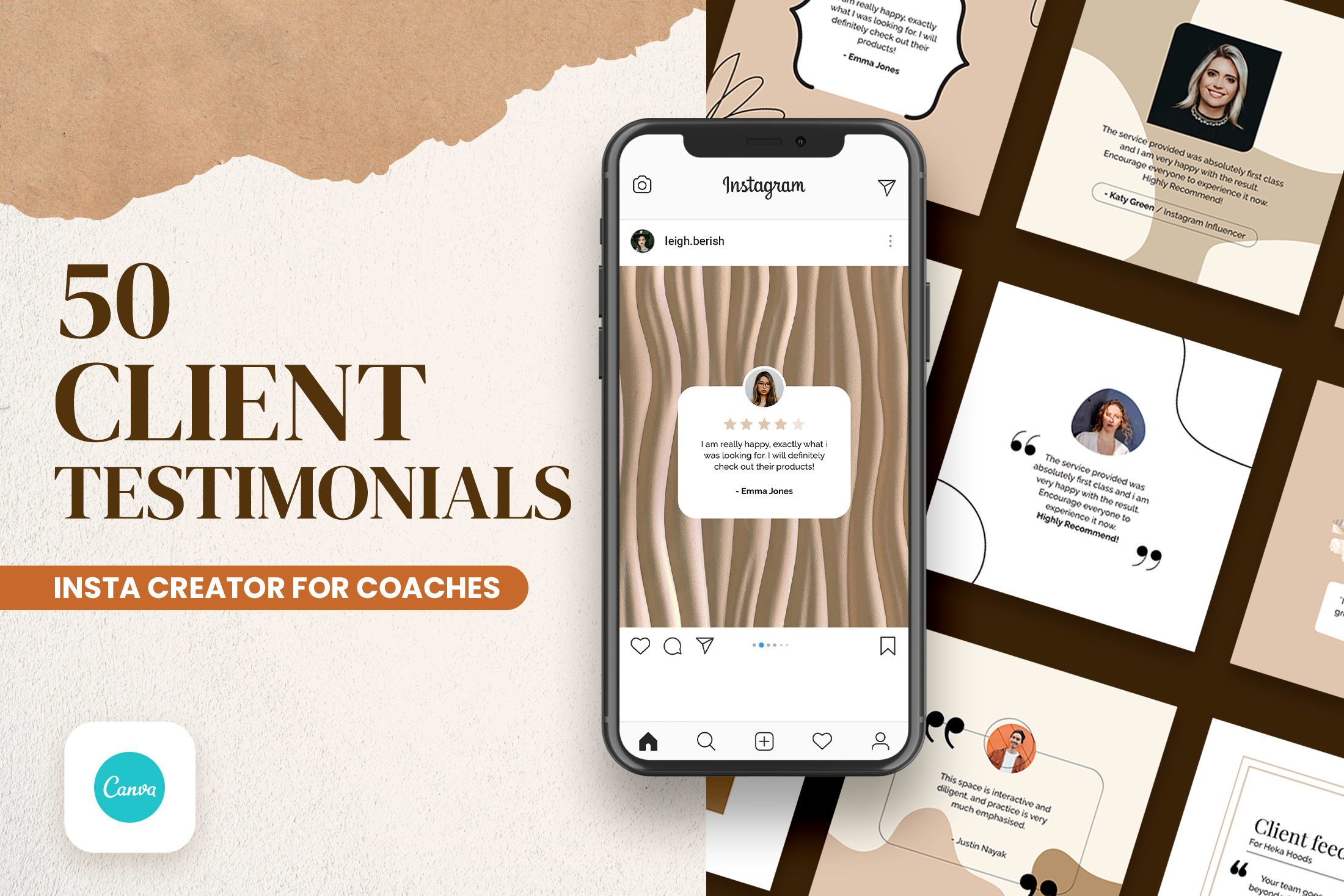 Client Testimonial Post Templates for CANVA – Slidewalla