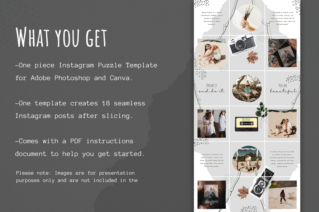 Stacey Instagram Puzzle Template for CANVA & Photoshop – Slidewalla