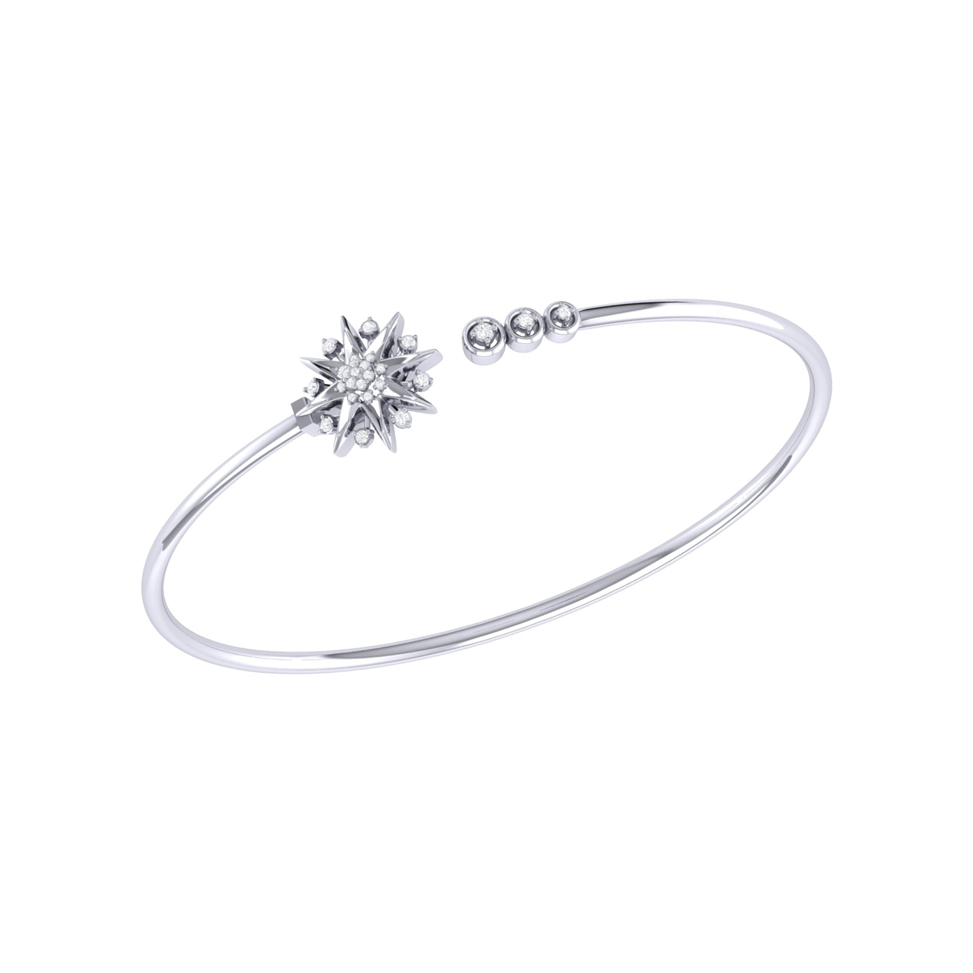 Supernova Star Adjustable Diamond Cuff in 14K White Gold – LuvMyJewelry