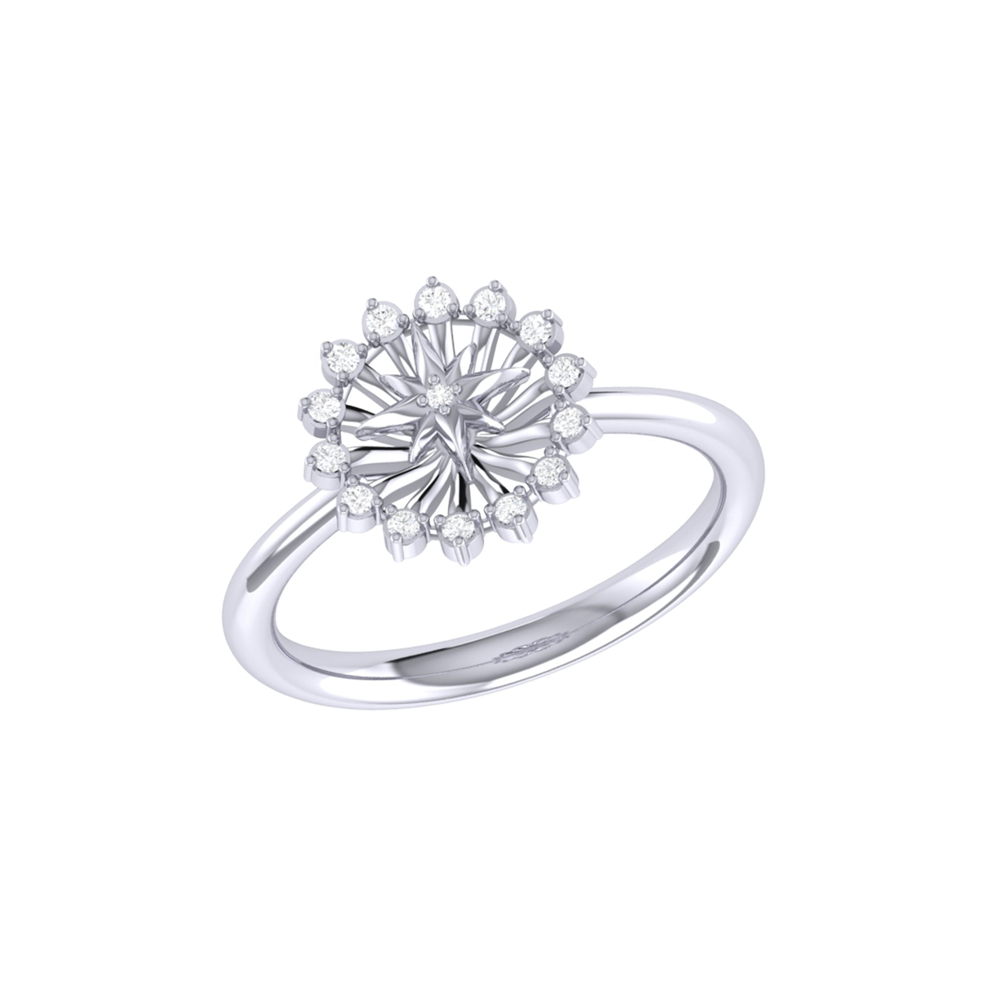 Starburst Diamond Ring in 14K White Gold – LuvMyJewelry