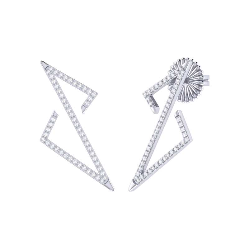 Electric Spark Zig Zag Diamond Earrings in Sterling Silver – LuvMyJewelry