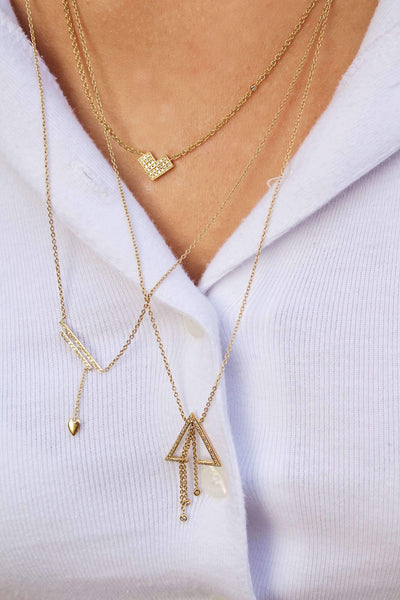 One Way Arrow Diamond Necklace in 14K Yellow Gold – LuvMyJewelry