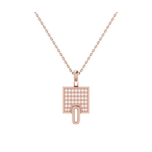 14K Rose Gold Diamond Lock Pendant