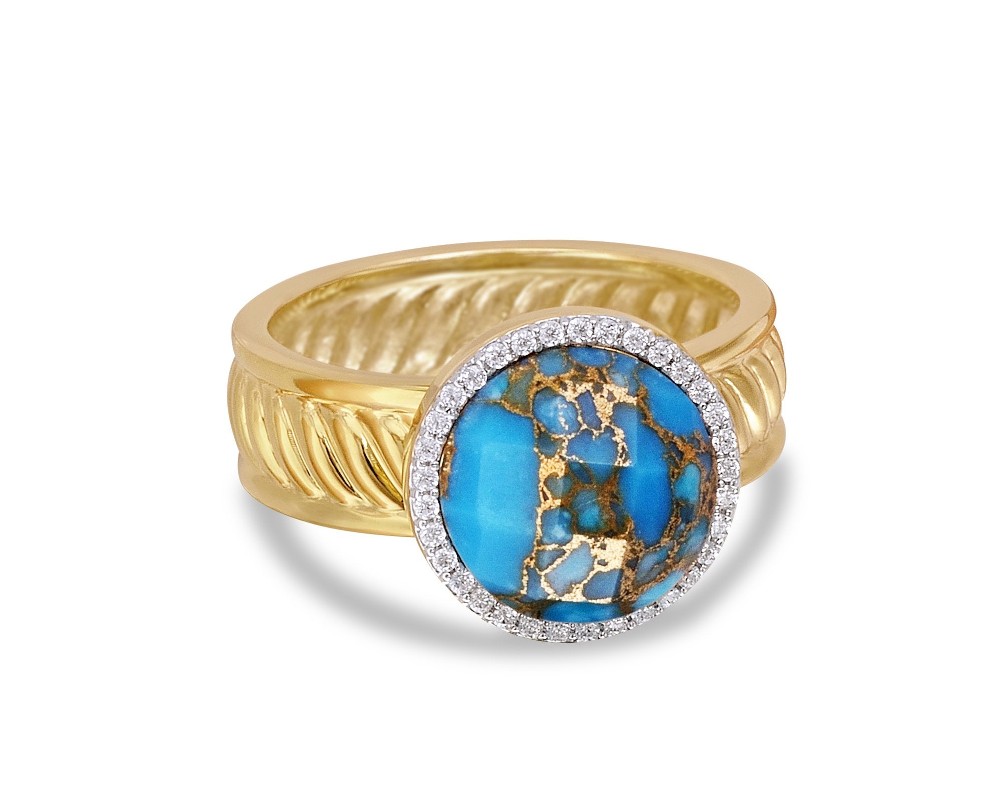 Rise & Shine Turquoise & Diamond Detachable Sun Ring in 14K Yellow Gol